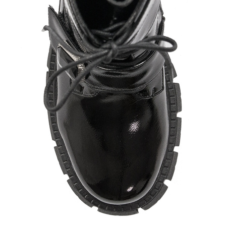 S.Barski Women's Ankle Boots Black Lacquered