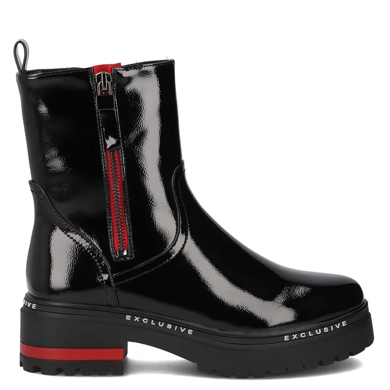 Filippo Lakierowane Ocieplane Botki Na Klocku 4 Cm Czarne DBT746825BK
