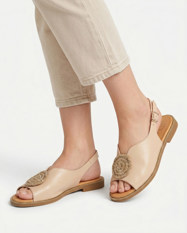 Filippo Women's Sandals With Jeweled Ornament Beige DS6229-26-BE