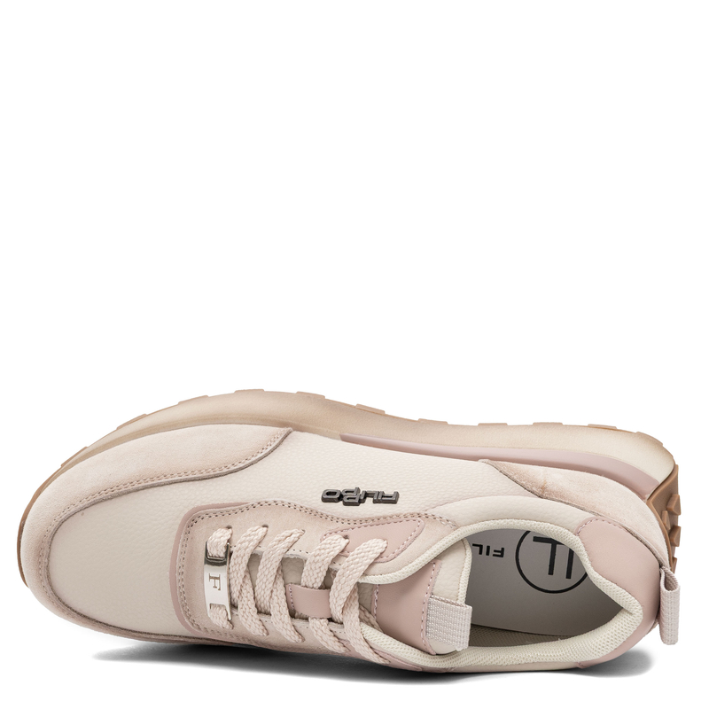 Filippo Skórzane Sneakersy Na Platformie Z Pastelowymi Wstawkami Beżowo-Różowe DP7754-26-BE