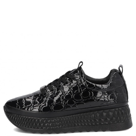 Filippo Skórzane Lakierowane Sneakersy Na Platformie Czarne DP7284-26-BK-CR