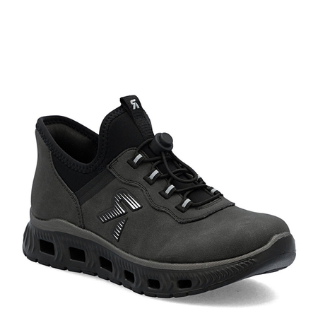 Rieker Comfortable Elastic-Lace Low Shoes Cushioning Sole Black M6065-45-BLACK