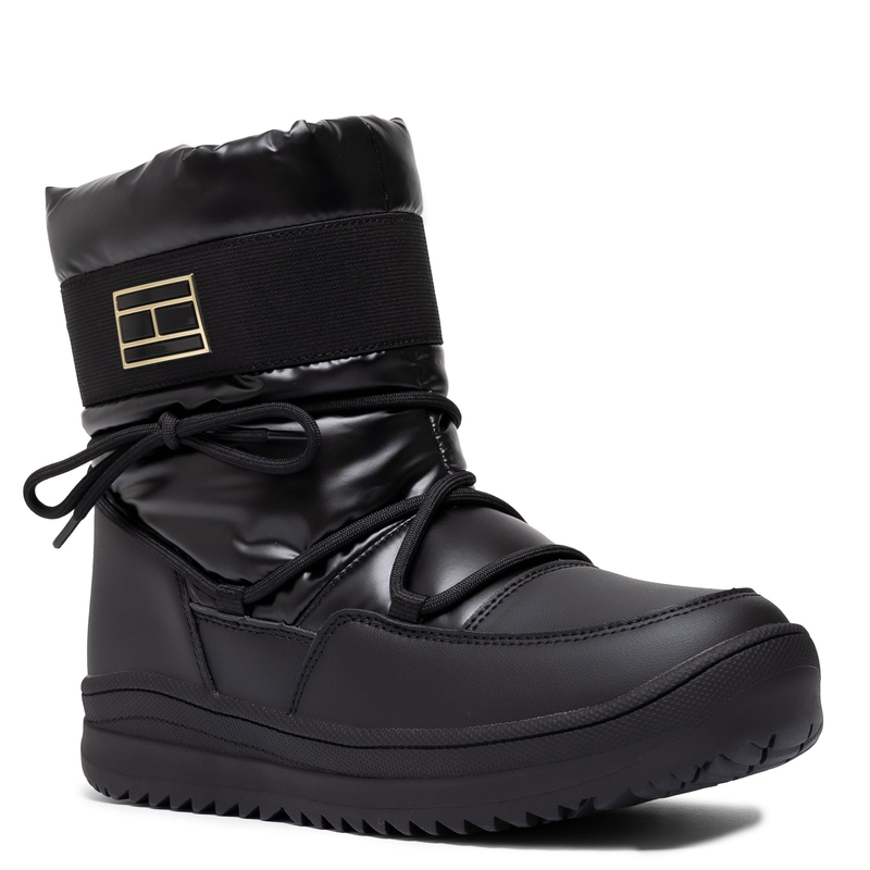Tommy Hilfiger Zimowe Pikowane Śniegowce Z Zamkiem Czarny T3A5-34052-BLACK