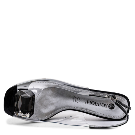 Sca'Viola Transparent Jewelry Sandals With Crystal Clear S-345-BLK