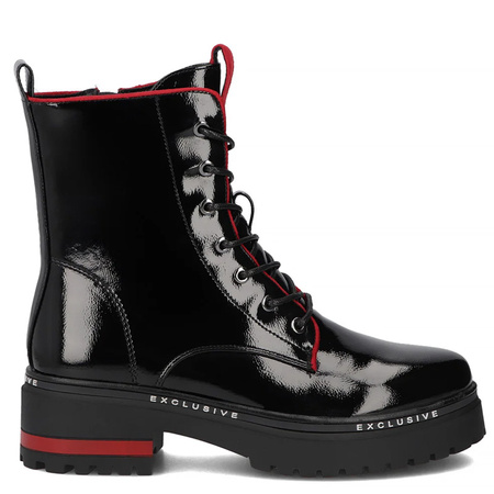 Filippo Patent Leather Lace-Up Ankle Boots Insulated Black DBT310825BK