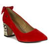Maciejka Pumps Velour Leather Block Heel Red 5334S-08/00-1