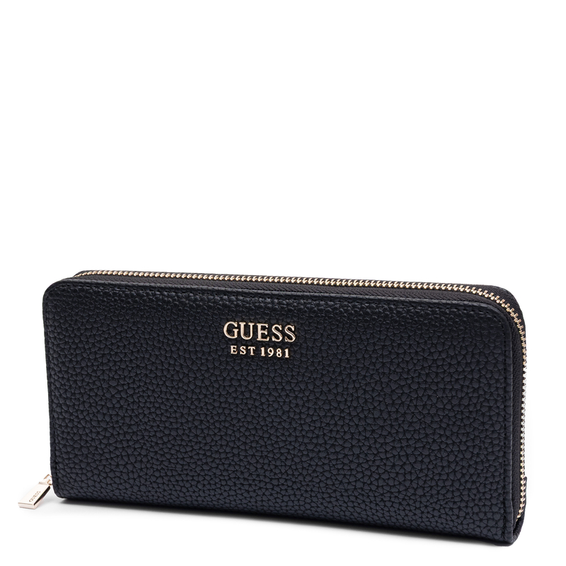 Guess Elegancki Zapinany Na Zamek Portfel Damski Z Paskiem Czarny SWPG9648146-BLACK