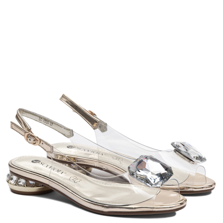 Sca'Viola Transparent Sandals With Crystals Gold A936-GOLD