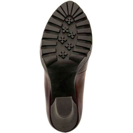 Maciejka Skórzane Czółenka na Platformie Bordowe 02629-23-00-1