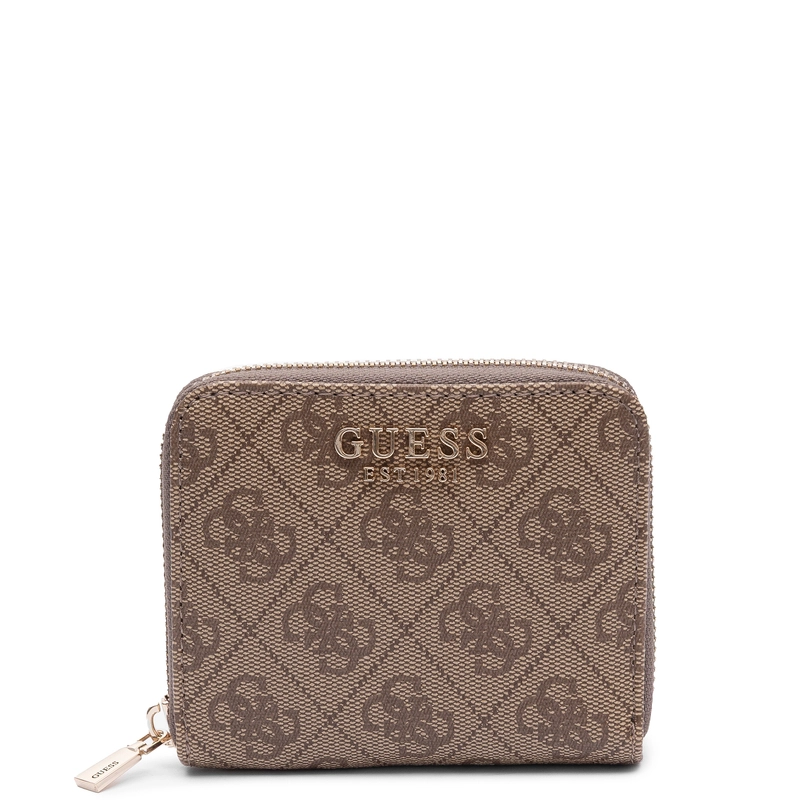 Guess Elegancki Zapinany Na Zamek Portfel Damski Beżowy SWSG7459137-LATTE