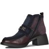 Maciejka Leather Two-Tone Block-Heel Ankle Boots With Side Zip Burgundy-Navy A6747-23/00-8