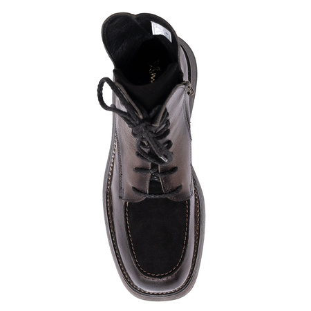 Maciejka Leather Lace-Up Women’s Boots Platform Ankle Boots With Zipper Brown-Black 07110-02-00-8