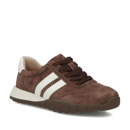 Filippo Skórzane Sneakersy Damskie Retro z Bieżnikowaną Podeszwą Brązowy DP7534-26-D-BR