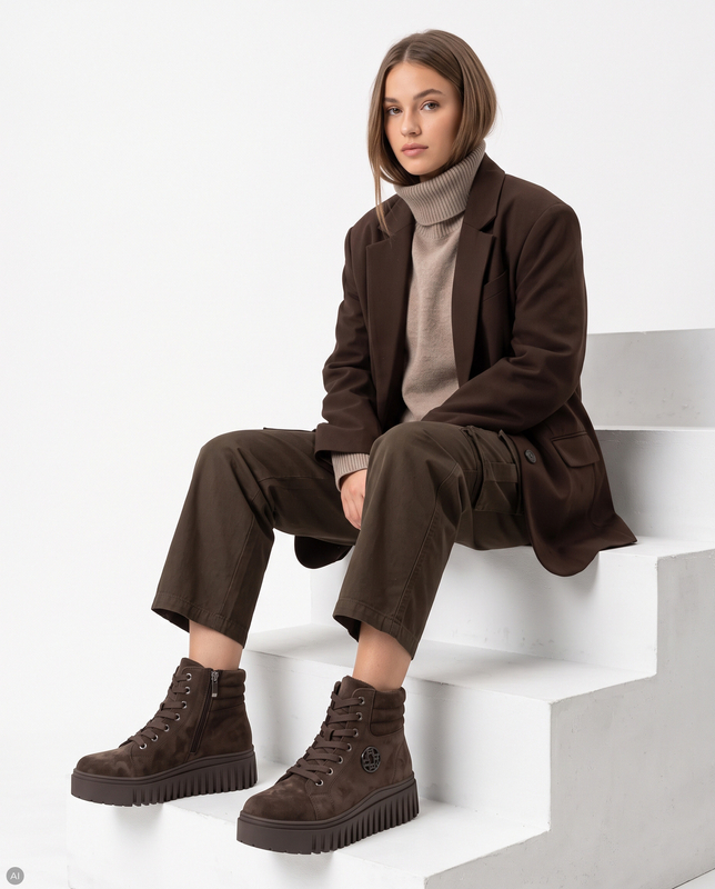 Filippo Suede Insulated Platform Ankle Boots Brown DBT8265-26-D-BR