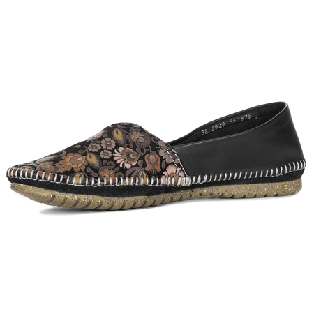 Maciejka Women's Leather Slip-On Shoes Floral Casual Black T1929-71/00-0