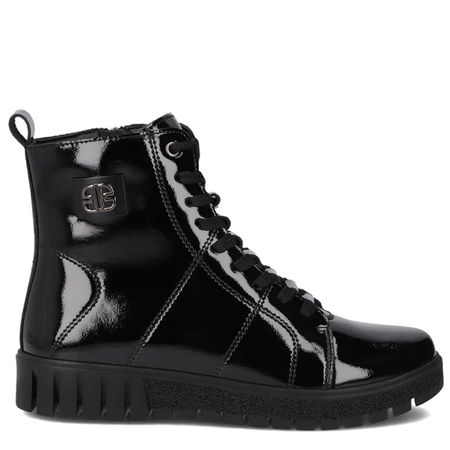 Filippo Leather Patent Lace-Up Ankle Boots On Platform Black DBT7273-25-BK