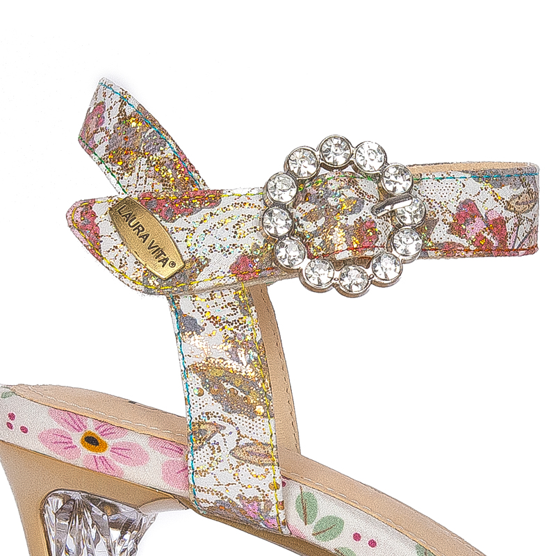Laura Vita Women's Leather Sandals On Heel Nino 01 Beige