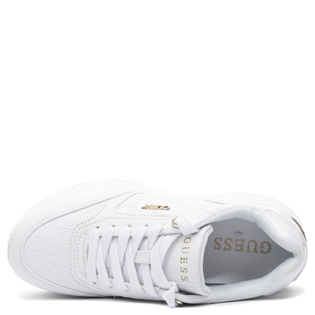 Guess Platform Quilted Monogram Sneakers Metallic Heel White FLPC10FAL12 WHITE