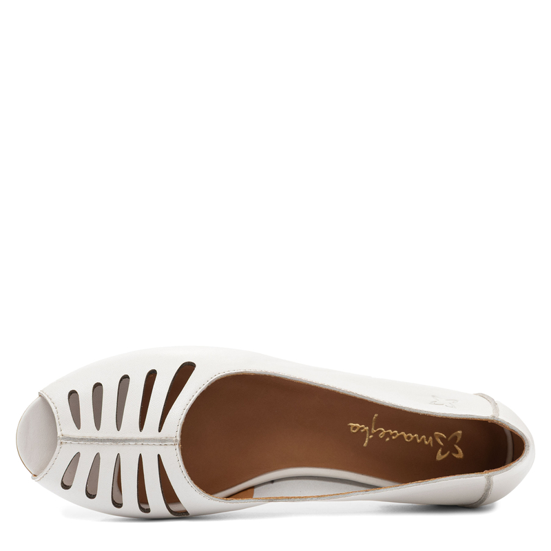 Maciejka Leather Cutout Ballet Flats Open Toe White P7541-11/00-1