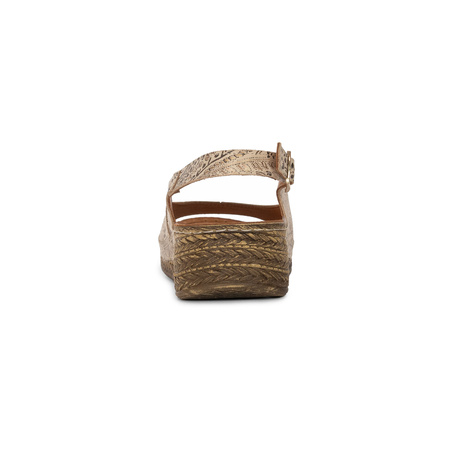Maciejka Women's Leather Sandals Beige with Flowers