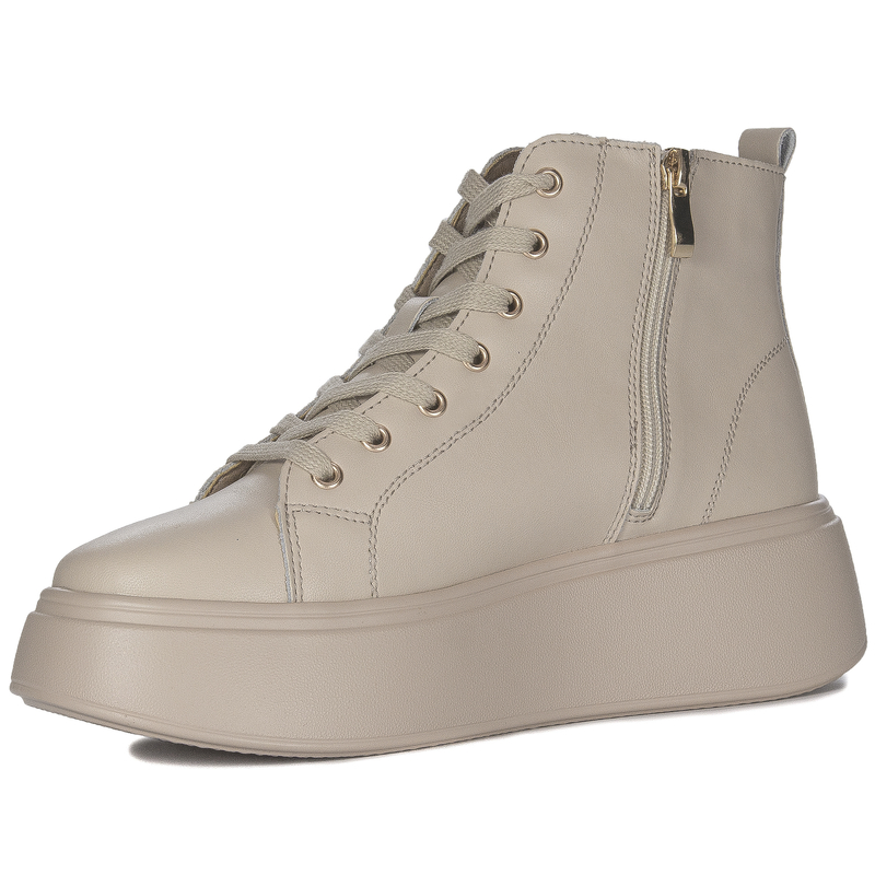 Filippo Leather Platform Ankle Boots With Zipper Beige DBT6338/25 BE