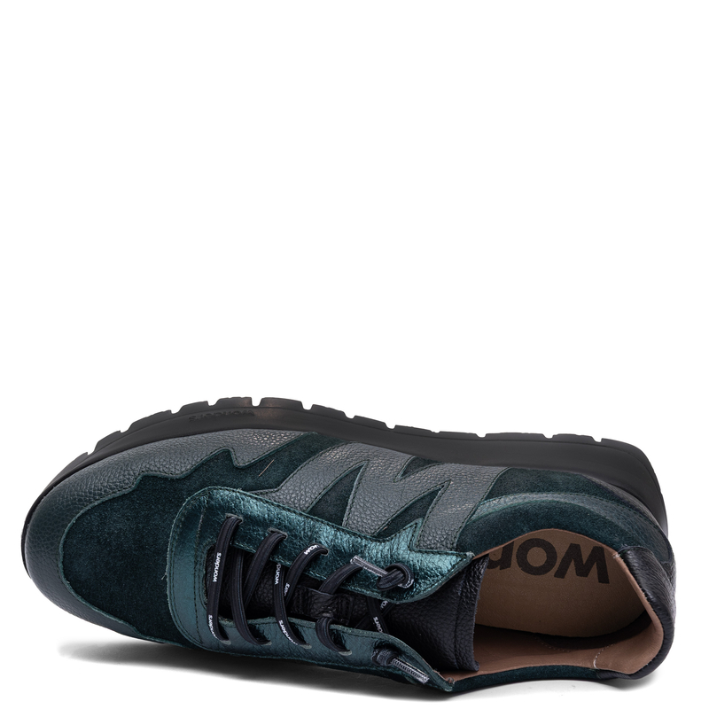 Wonders Sneakersy Skórzane Na Platformie Zielone A-24110