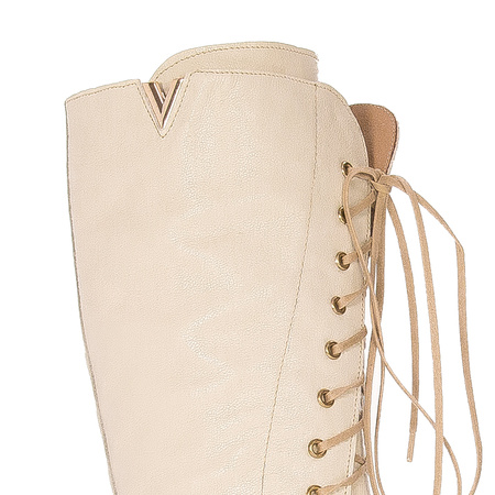 Maciejka Light Beige Women's Lace-Up Boots