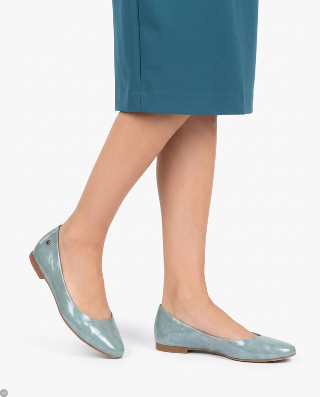 Maciejka Leather Ballerinas Almond Toe Flat Green 4100W-16/00-8