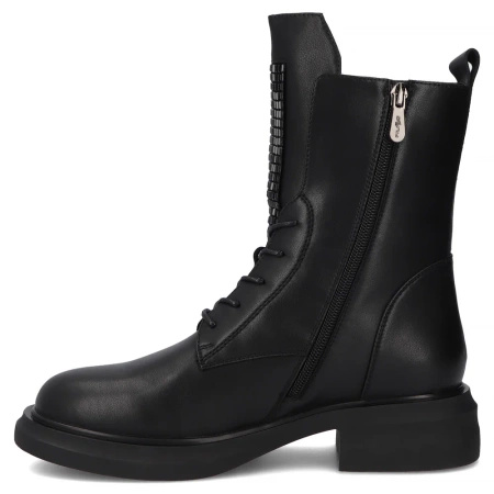 Filippo Insulated Leather Lace-Up Ankle Boots With Side Zipper Black DBT7241-25-BK