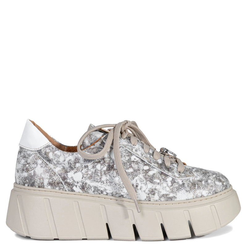 Maciejka Modne Skórzane Sneakersy Damskie na Grubej Platformie Beżowe 6891W-02/00-8