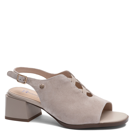 Maciejka Suede Block Heel Sandals Beige K7521-22/00-1