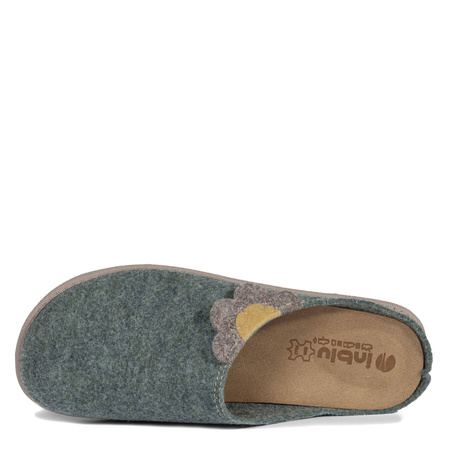 Inblu Filcowe Kapcie Domowe Skórzana Wkładka Zielone CS000043-GREEN