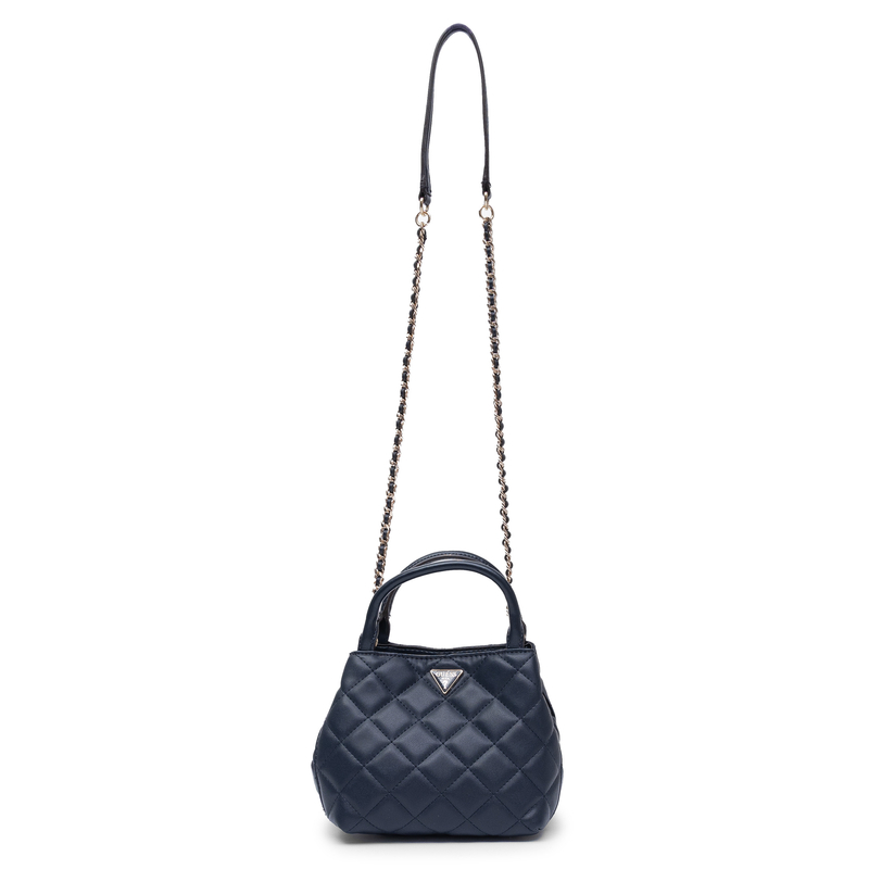 Guess Elegancka Pikowana Torebka Kuferek Wizytowa Granatowa HWQG2456710-MIDNIGHT