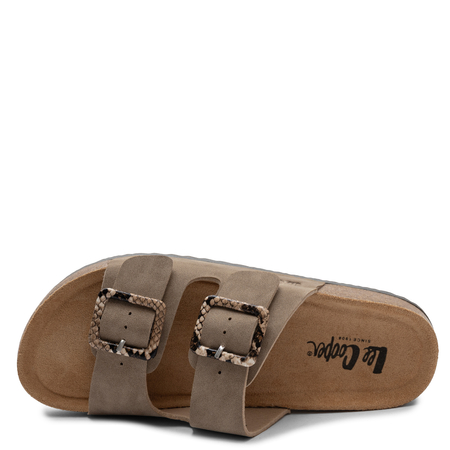 Lee Cooper Double Buckle Slides Snake Print Beige LCW-26-35-4451L