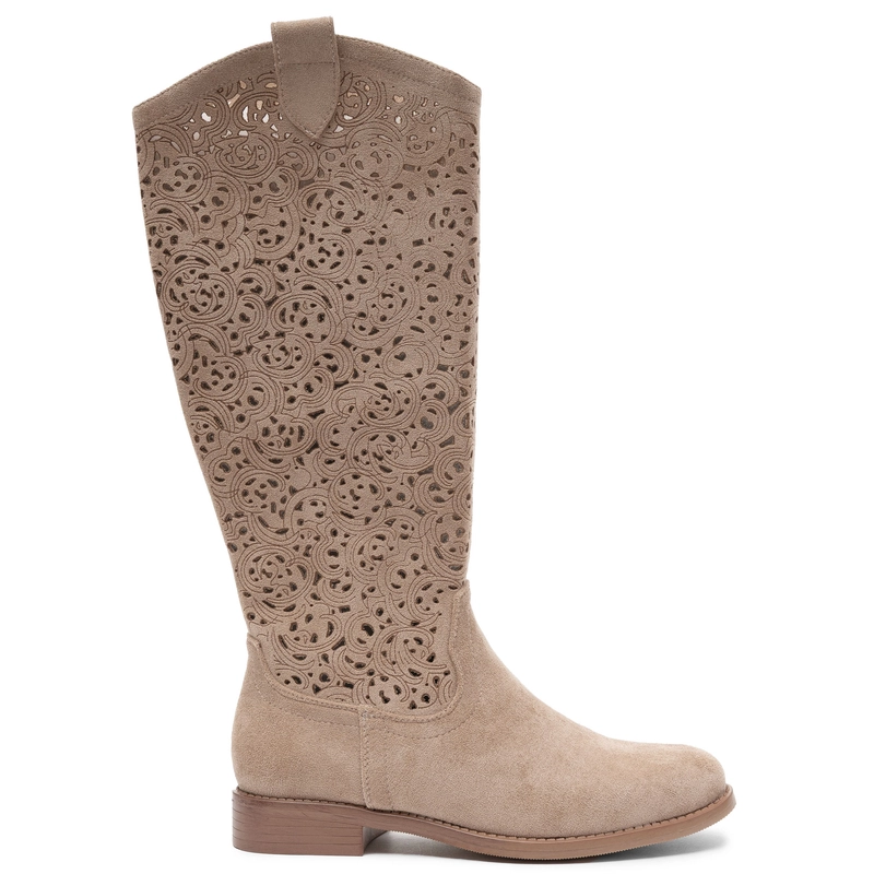 S.Barski Ażurowe Kozaki z Zamkiem Beżowe HY61-8023-BEIGE