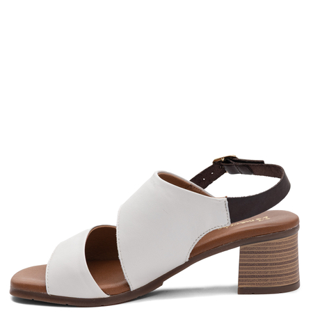 Maciejka Comfortable Leather Asymmetric Sandals On Block Heel Beige E7396-04/00-1