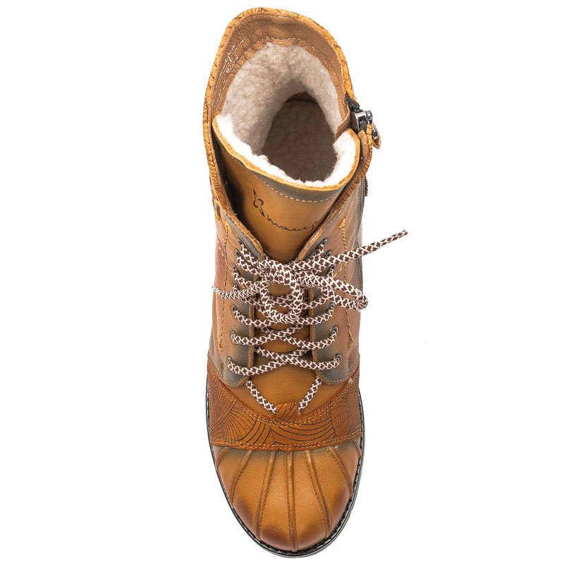 Maciejka 03961-07/00-4 Yellow Lace-up Boots