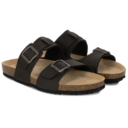 Geox Men's Leather Flip Flops Black