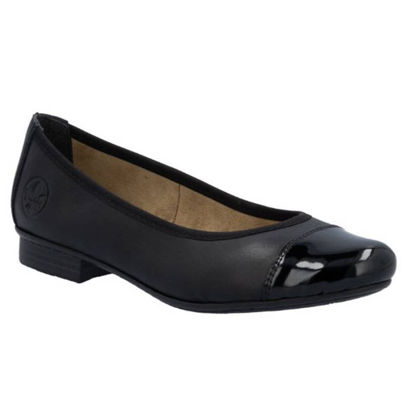 Rieker Baleriny Damskie Skórzane Black