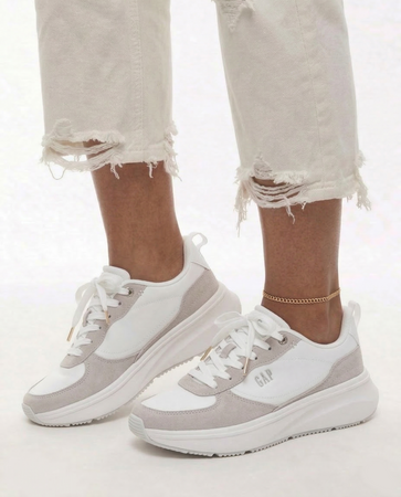 GAP Sneakersy Damskie na Platformie z Materiału Białe GPW6155300061
