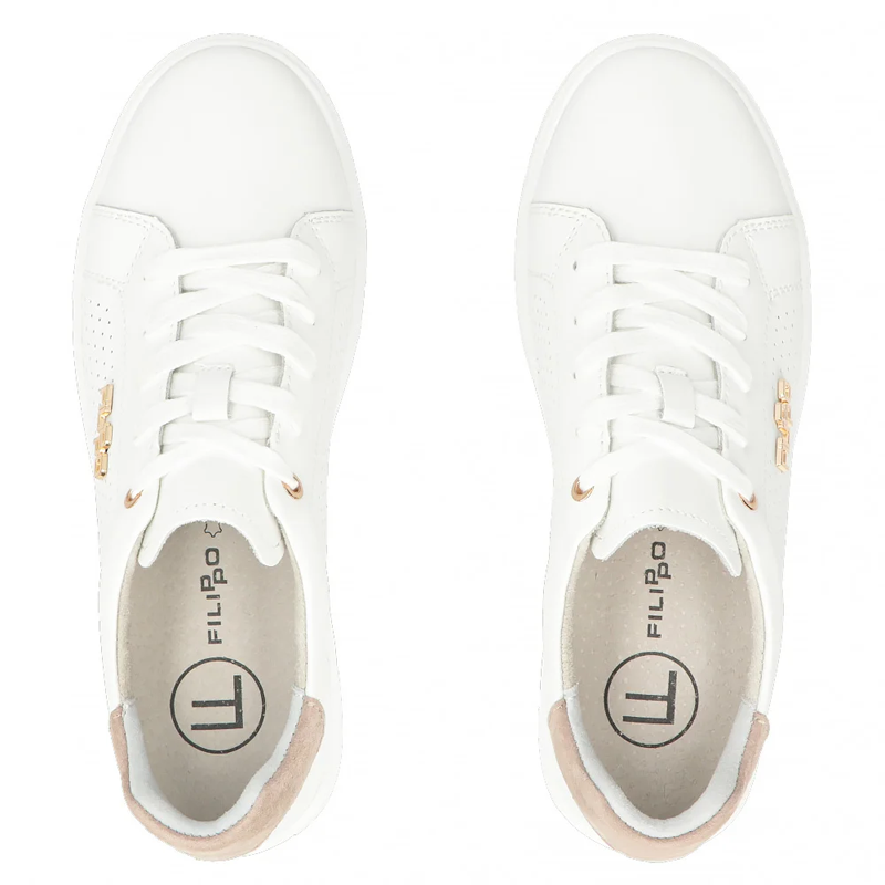 Filippo Leather Sneakers White DP6738-WH-BE