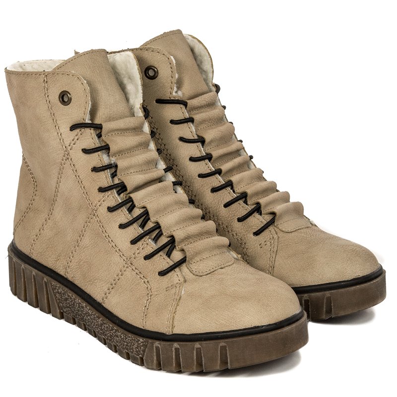 Rieker Y3420-60 Beige Lace-up Boots