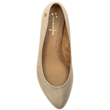 Maciejka Leather Ballet Flats Almond Toe Flat Sole Gold 04100-25/00-8