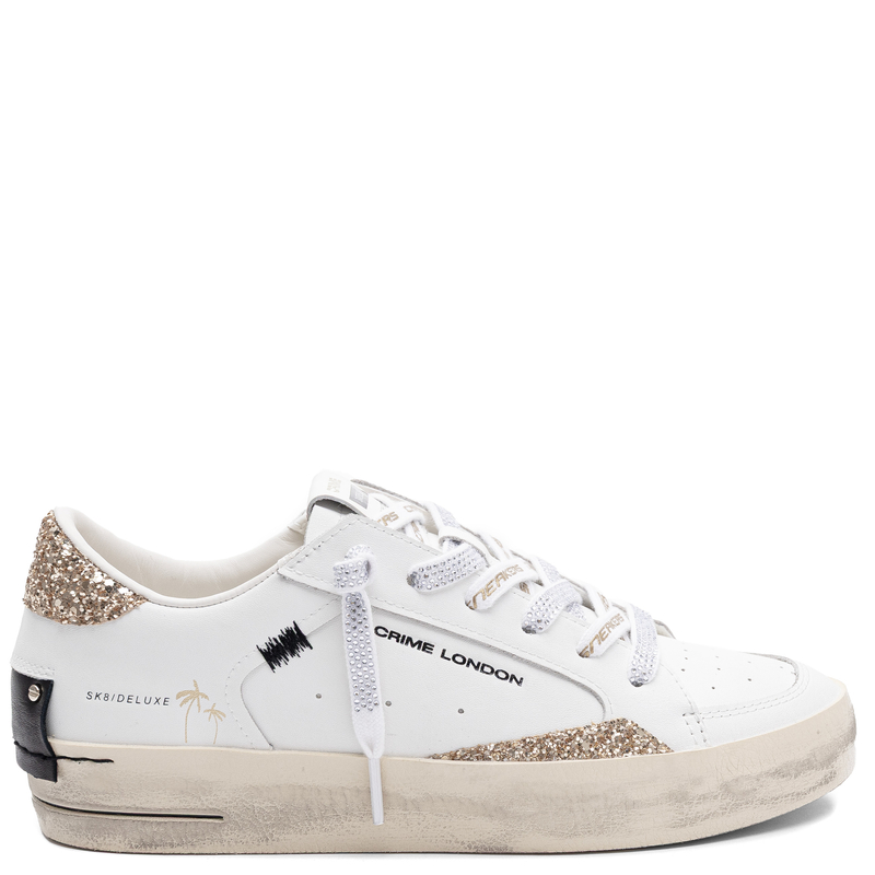 Crime London Sk8 Deluxe Leather Sneakers White 29102PP8.10