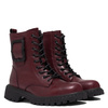 Sokolski Insulated Leather Combat Boots Chunky Platform Burgundy TS-Z25-297-BURGND