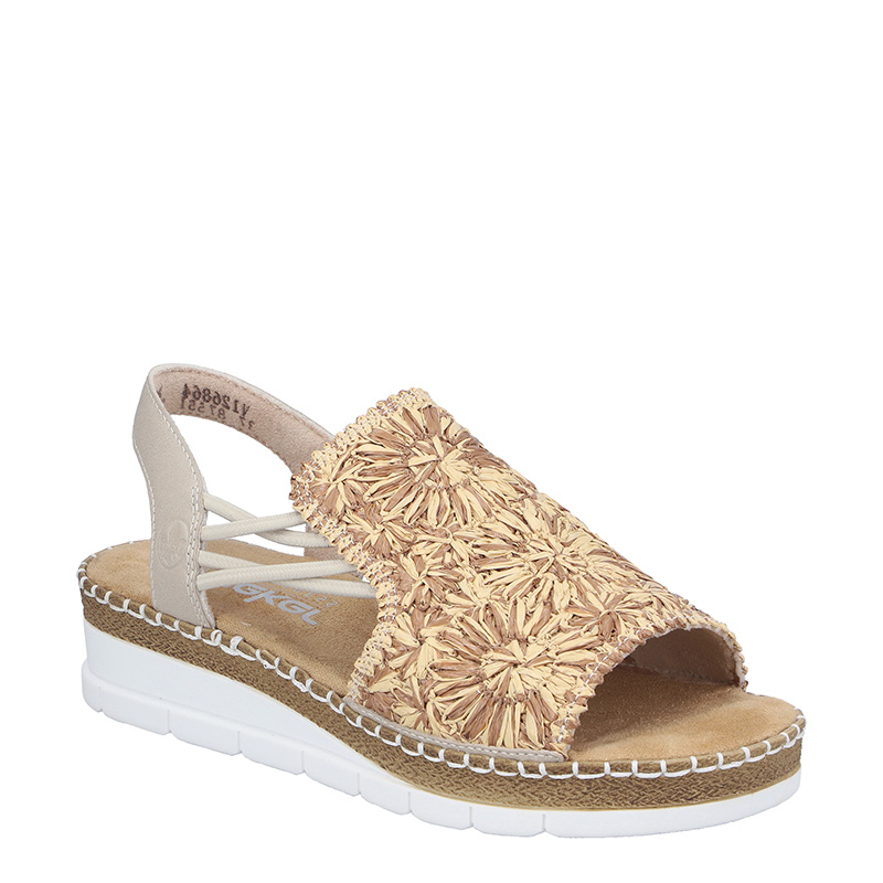 Rieker Antistress Woven Floral Sandals Beige V1268-64