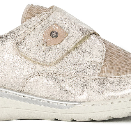 Rieker Women's Velcro Beige Combi Flat Shoes