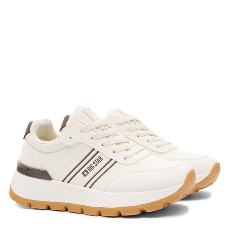 Big Star Platform Sneakers Low-Top Sports Shoes with Contrast Stripes Beige TT274881-BEIGE