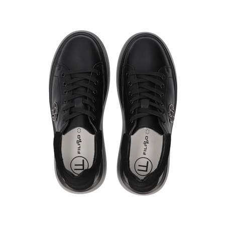 Filippo Black Leather Sneakers