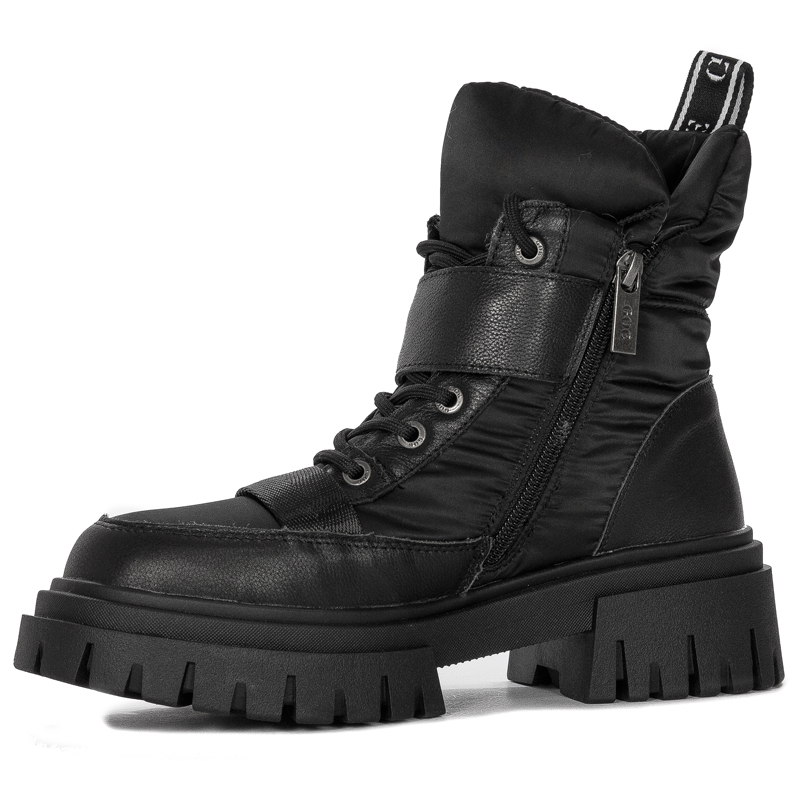 GOE Women's platform leather black boots